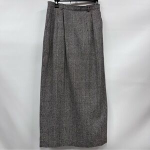 Vtg 8 Sharon Young silk blend skirt houndstooth plaid pattern w/pockets